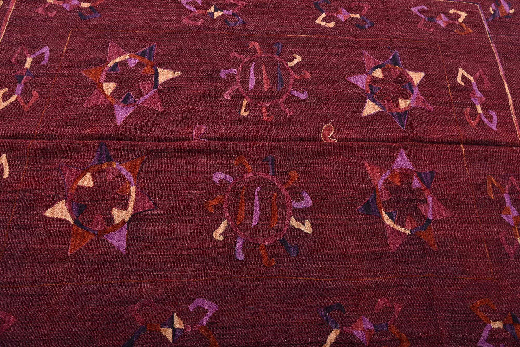 5' 9 x 6' 10 Hand Woven Kilim Suzani Wool Rug