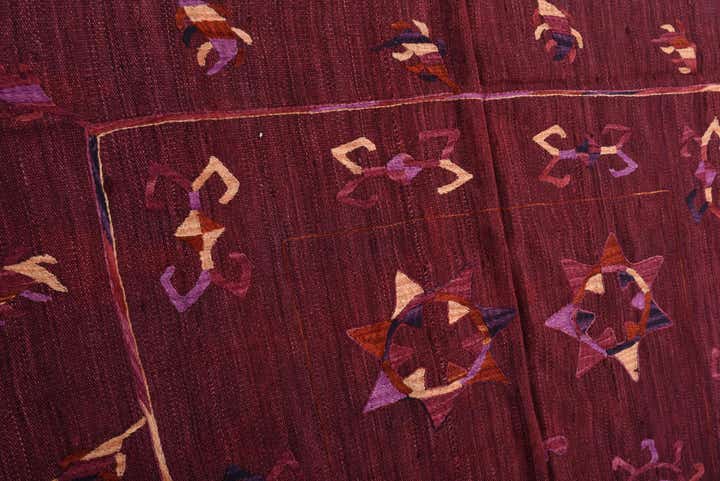 5' 9 x 6' 10 Hand Woven Kilim Suzani Wool Rug