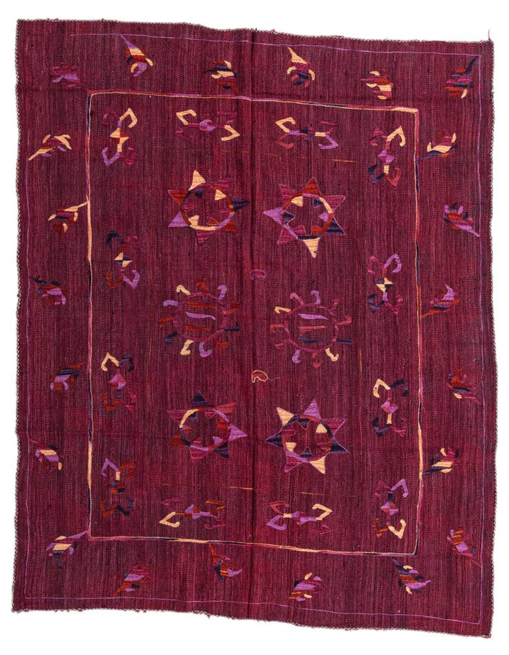 Detail image of 5' 9 x 6' 10 Hand Woven Kilim Suzani Wool Rug