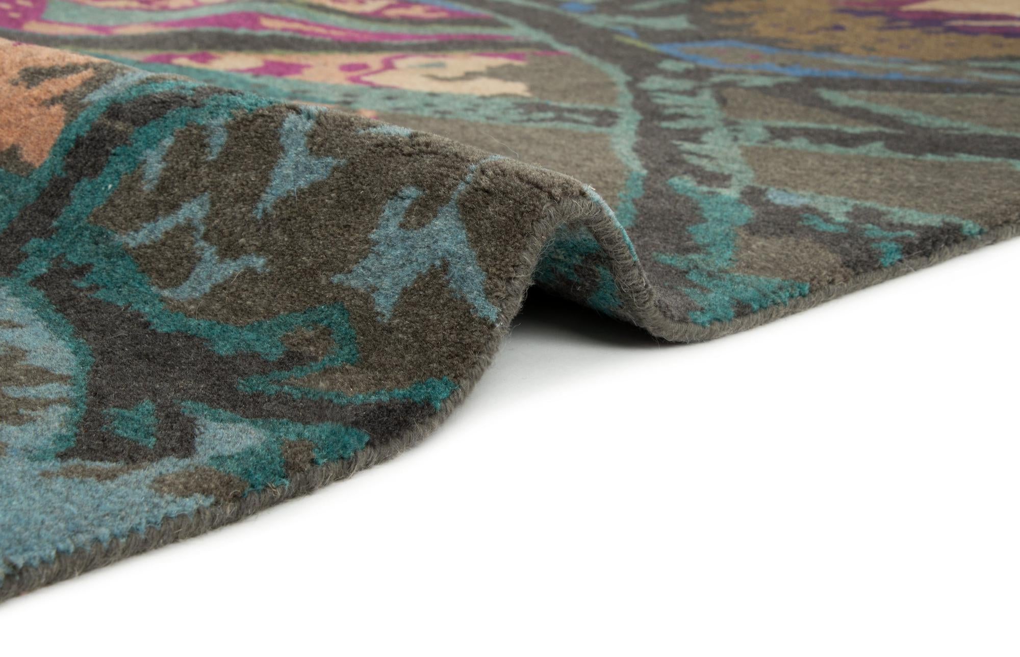 8' x 9' 11 Hand Knotted Modern Manshu Wool Rug