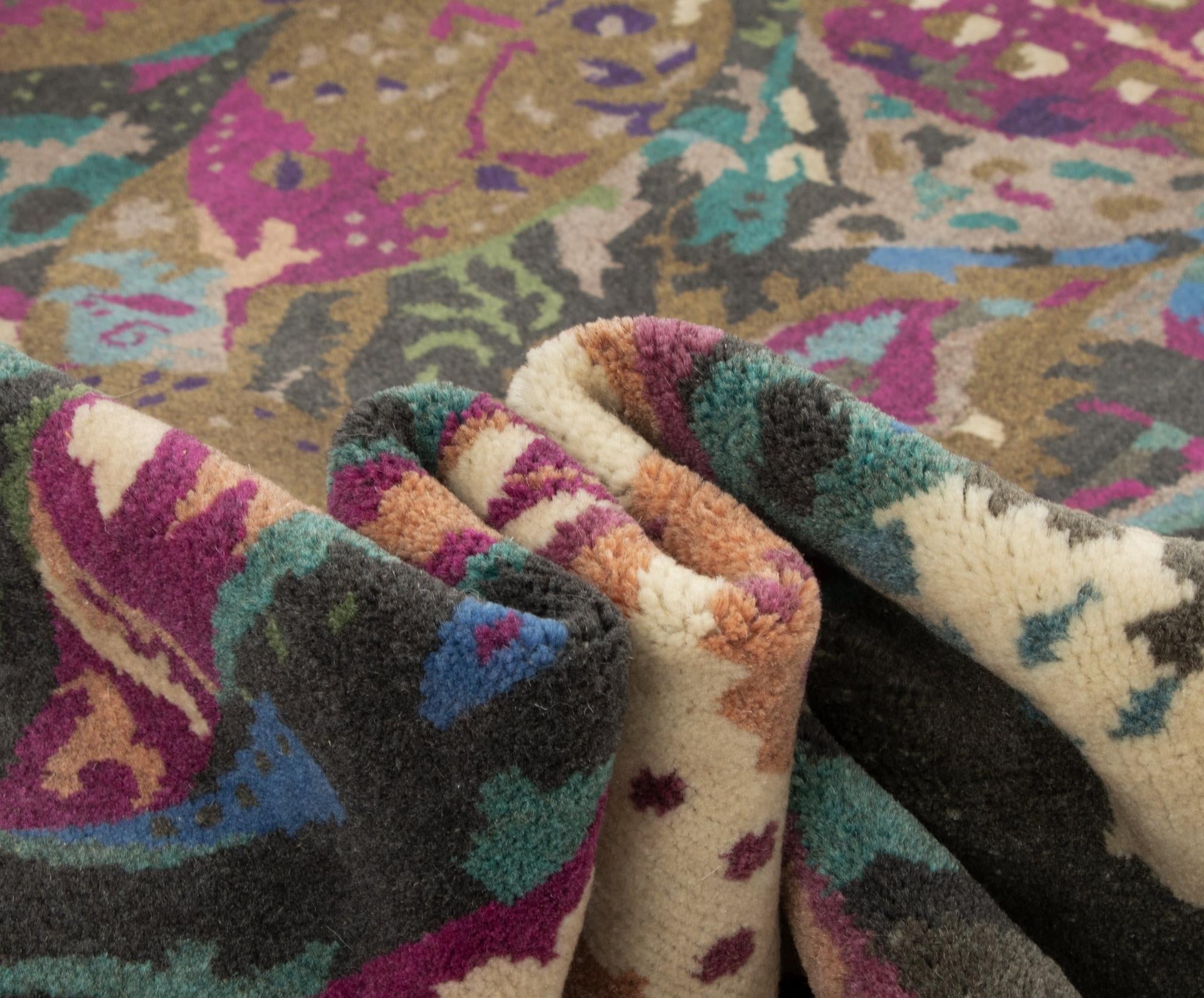 8' x 9' 11 Hand Knotted Modern Manshu Wool Rug