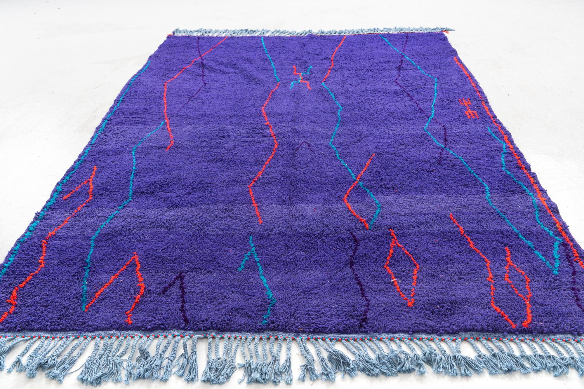7' x 9' 5 Hand Knotted Moroccan Wool Rug