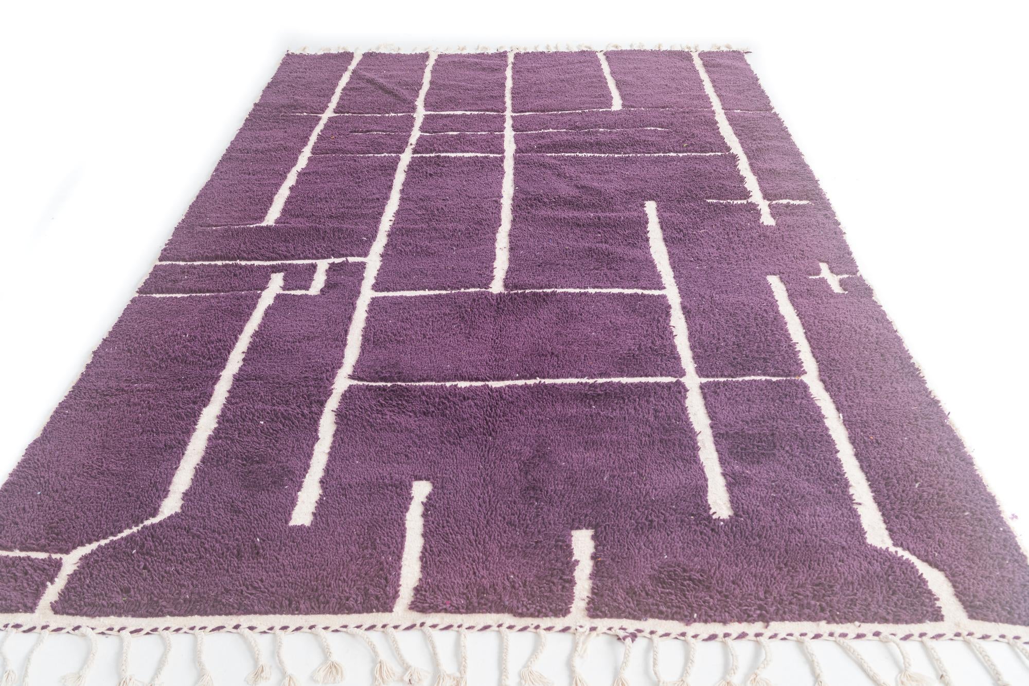 6' 8 x 10' Hand Knotted Moroccan Wool Rug