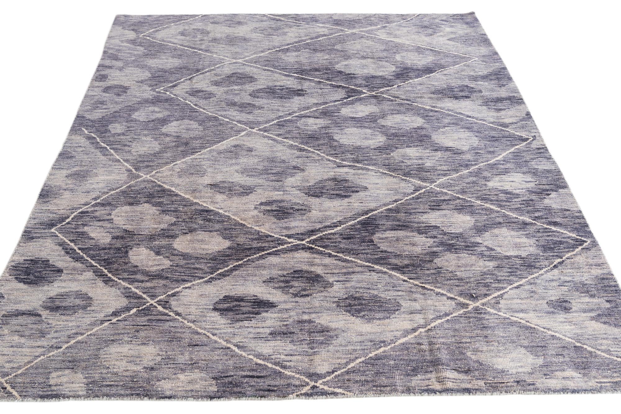 8' x 9' 10 Hand Knotted Moroccan Wool Rug