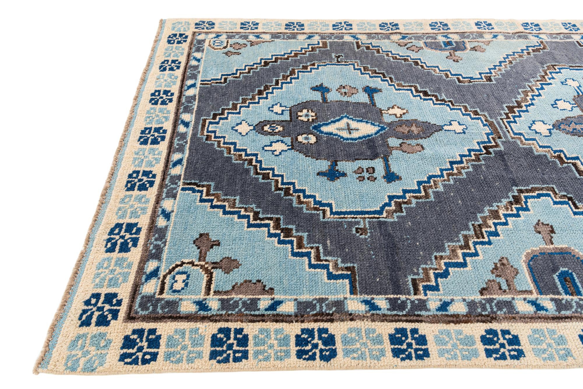 6' x 9' 3 Hand Knotted Moroccan Wool Rug