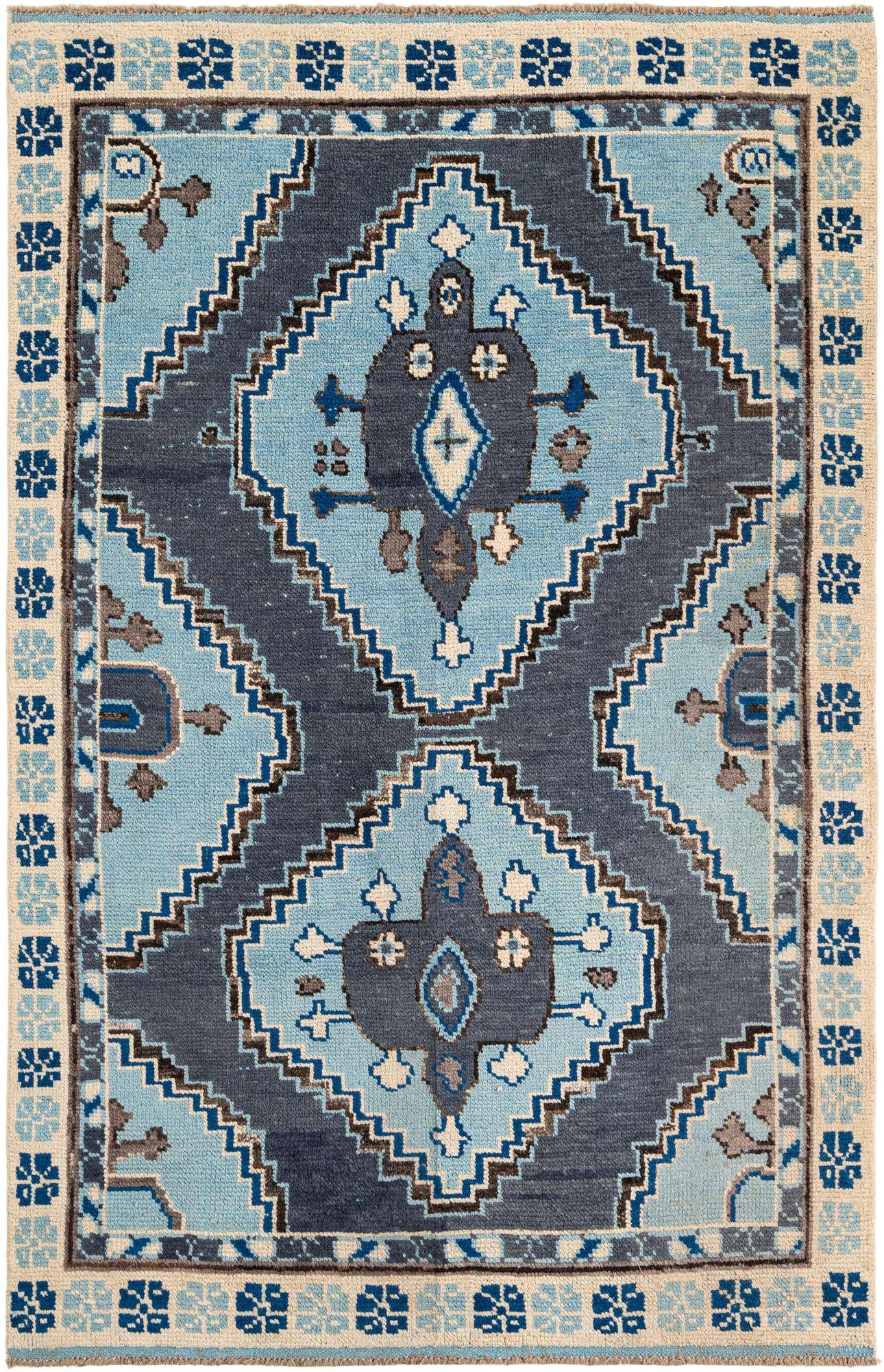 6' x 9' 3 Hand Knotted Moroccan Wool Rug