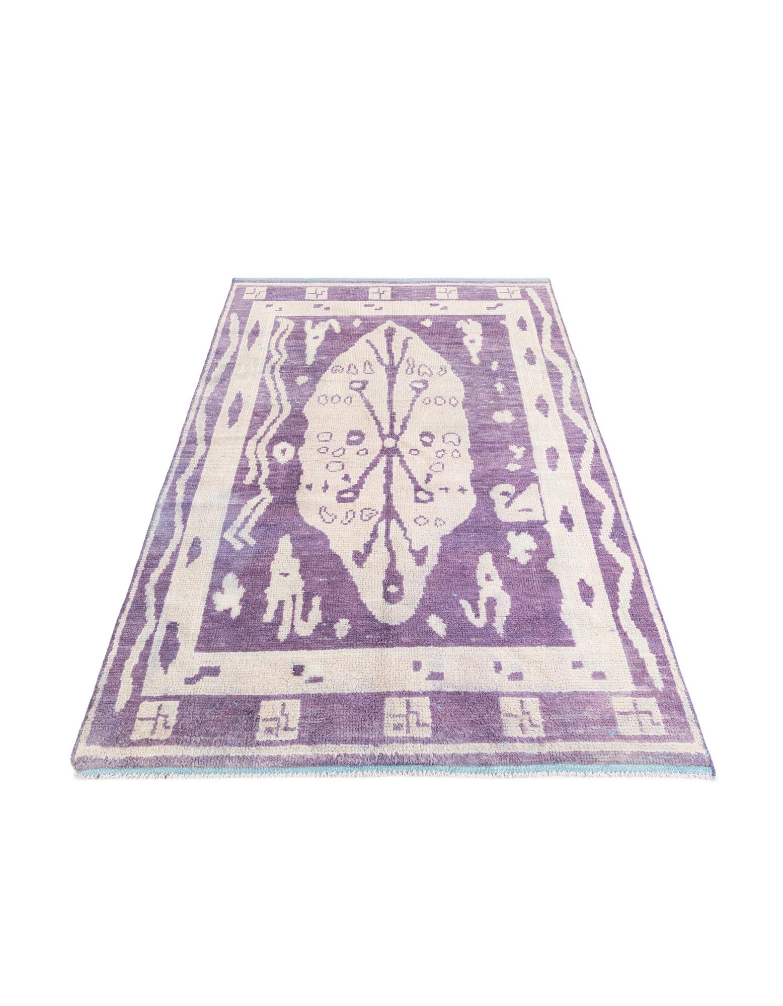 5' 10 x 9' 5 Hand Knotted Moroccan Wool Rug