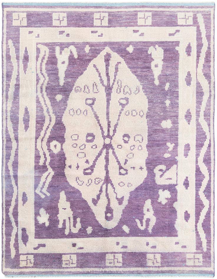 Detail image of 5' 10 x 9' 5 Hand Knotted Moroccan Wool Rug