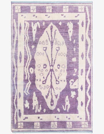 5' 10 x 9' 5 Hand Knotted Moroccan Wool Rug