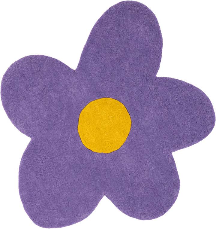 4' 1 x 4' 1 Happy Rugs Funky Flower Wool Round