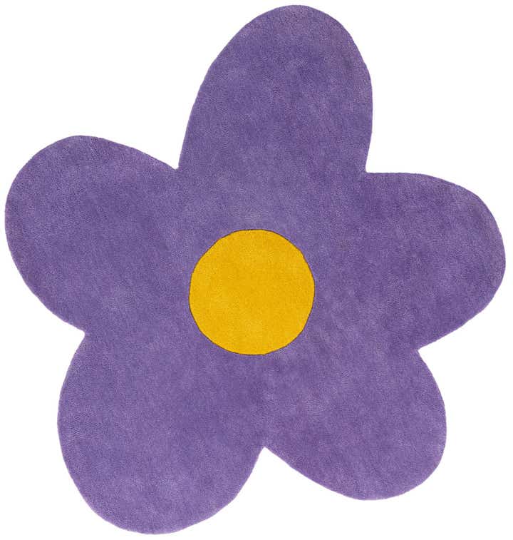 5' 1 x 5' 1 Happy Rugs Funky Flower Wool Round