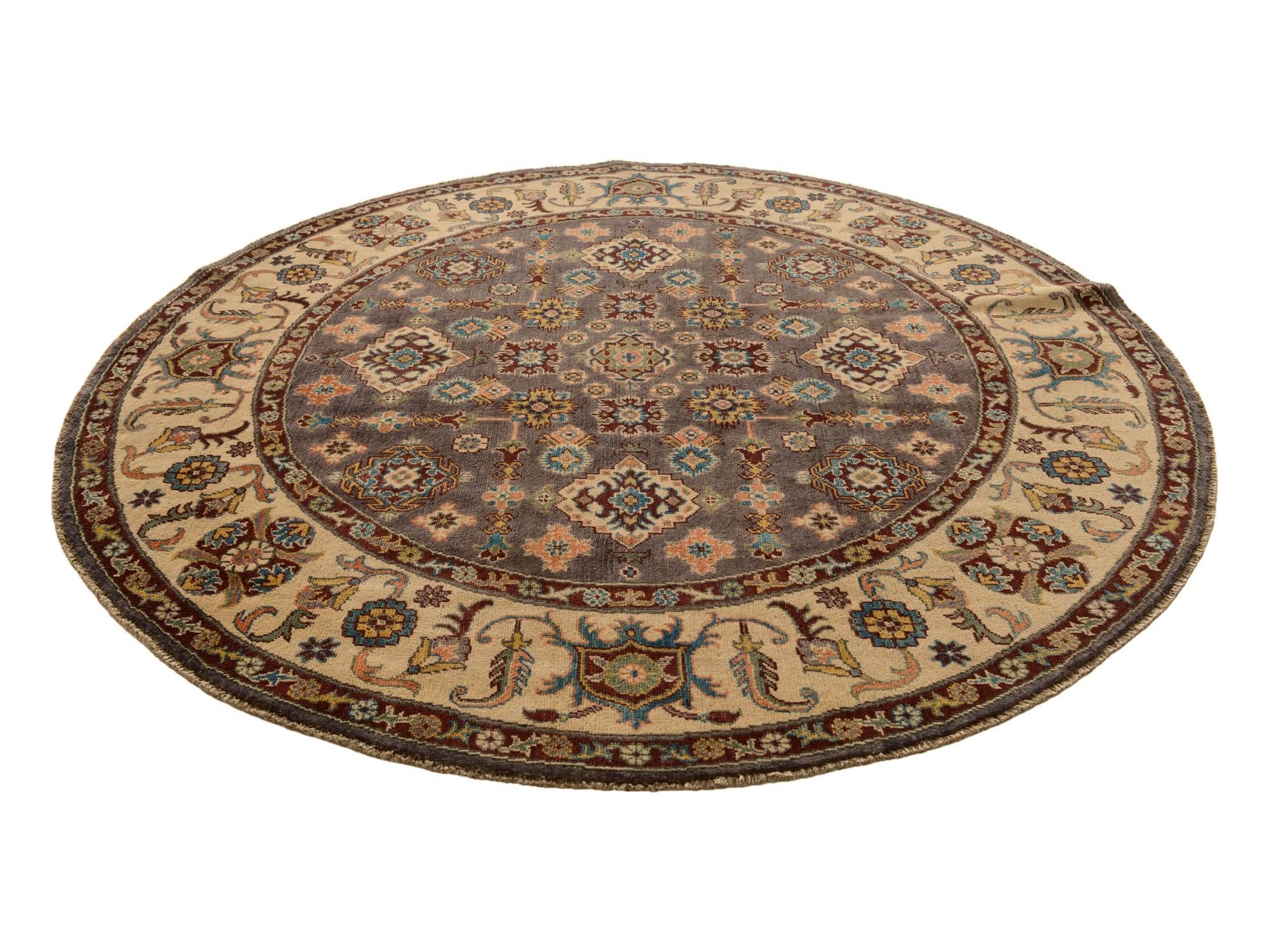 6' 7 x 6' 7 Hand Knotted Kazak Round Rug