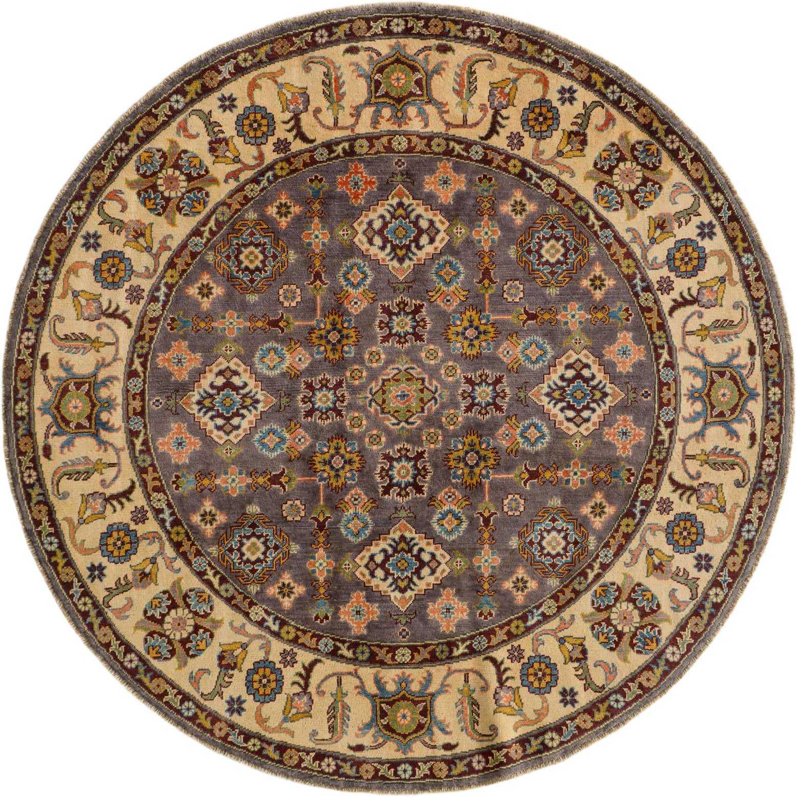 6' 7 x 6' 7 Hand Knotted Kazak Round Rug