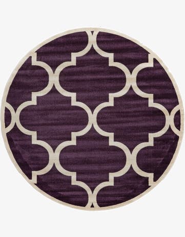 Purple Lattice Round Rug