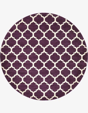 Purple Lattice Round Rug