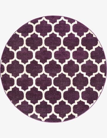 Purple Trellis Round Rug