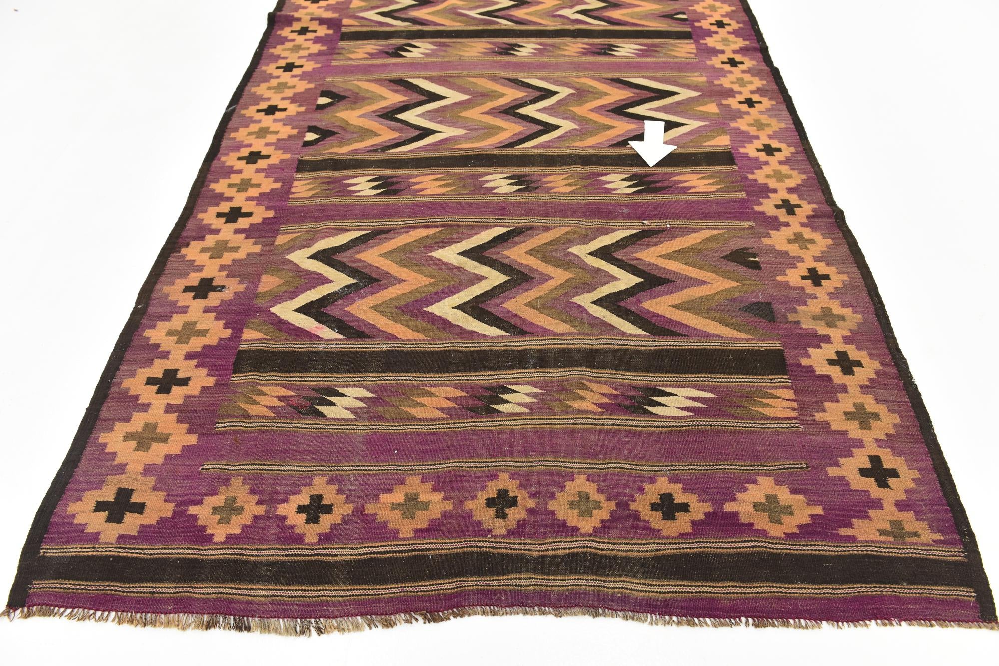 6' x 12' 7 Hand Woven Kilim Fars Wool Runner Rug