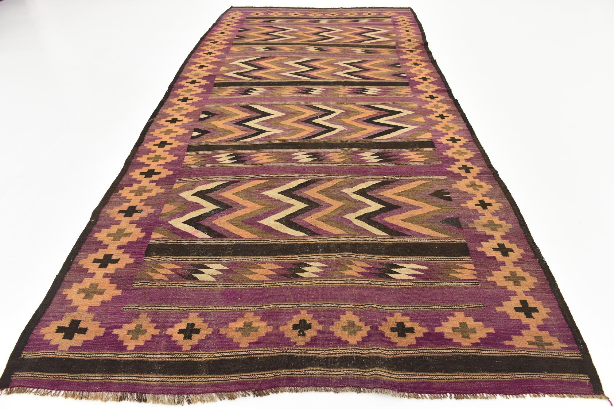 6' x 12' 7 Hand Woven Kilim Fars Wool Runner Rug