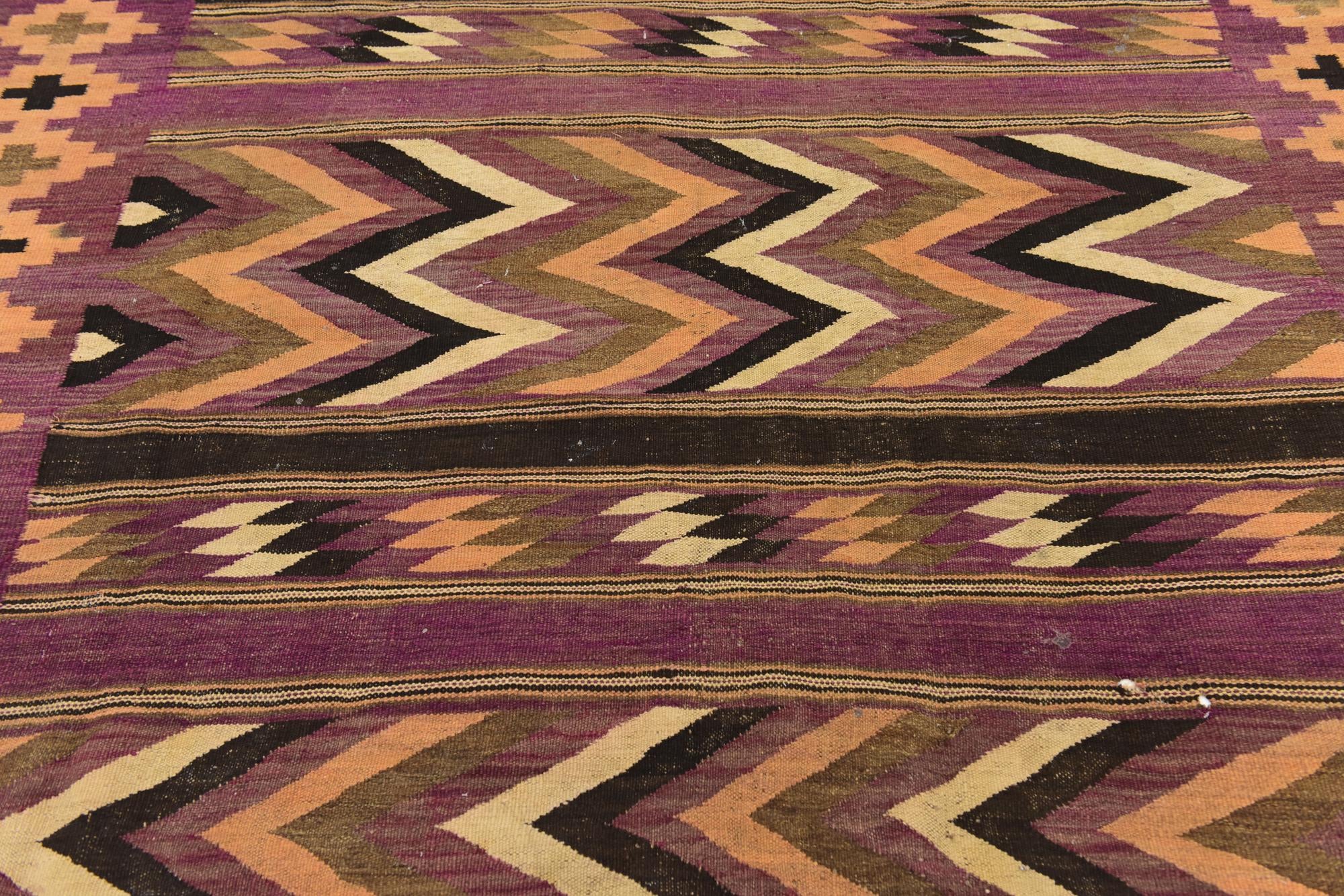 6' x 12' 7 Hand Woven Kilim Fars Wool Runner Rug