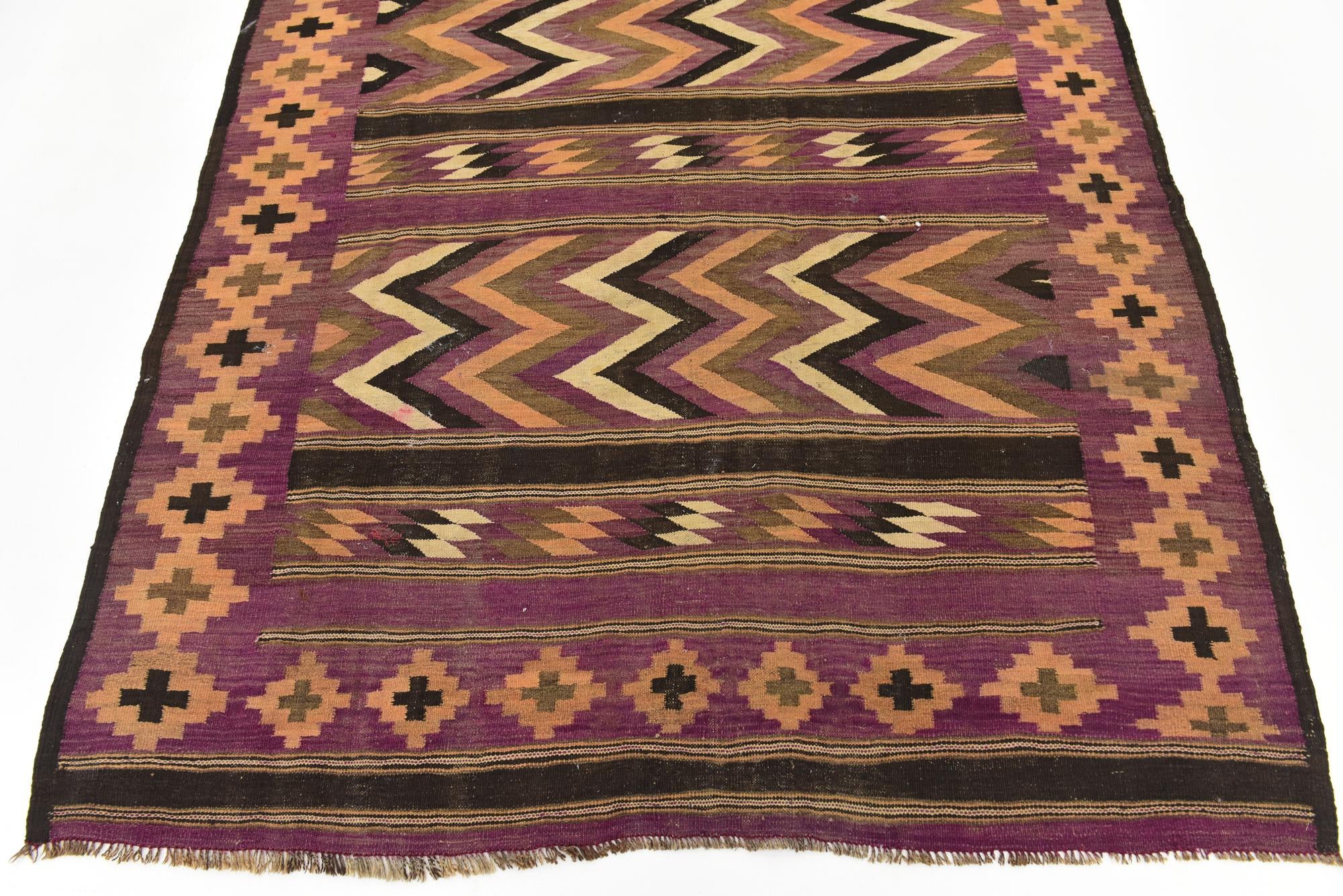 6' x 12' 7 Hand Woven Kilim Fars Wool Runner Rug