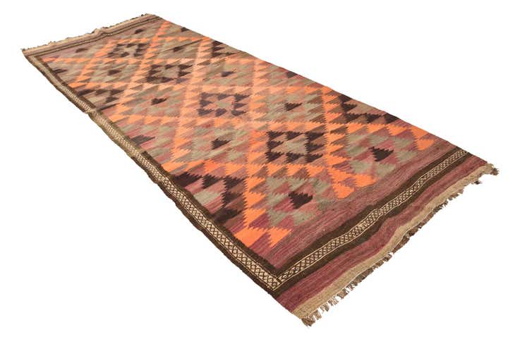 4' 5 x 11' 5 Hand Woven Kilim Fars Wool Runner Rug