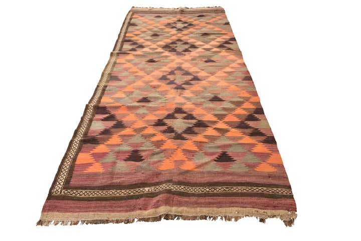 4' 5 x 11' 5 Hand Woven Kilim Fars Wool Runner Rug