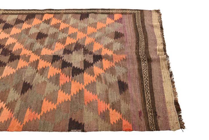 4' 5 x 11' 5 Hand Woven Kilim Fars Wool Runner Rug