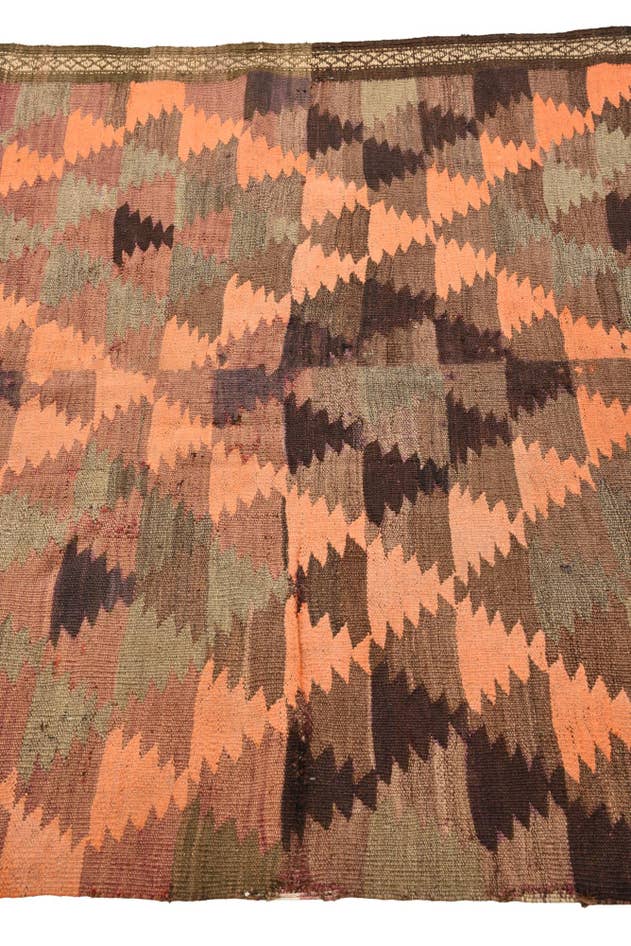 Detail image of 4' 5 x 11' 5 Hand Woven Kilim Fars Wool Runner Rug