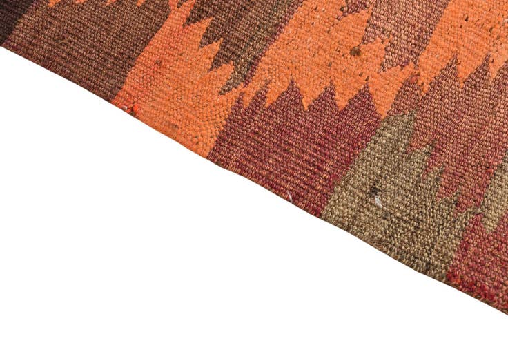 Detail image of 4' 5 x 11' 5 Hand Woven Kilim Fars Wool Runner Rug