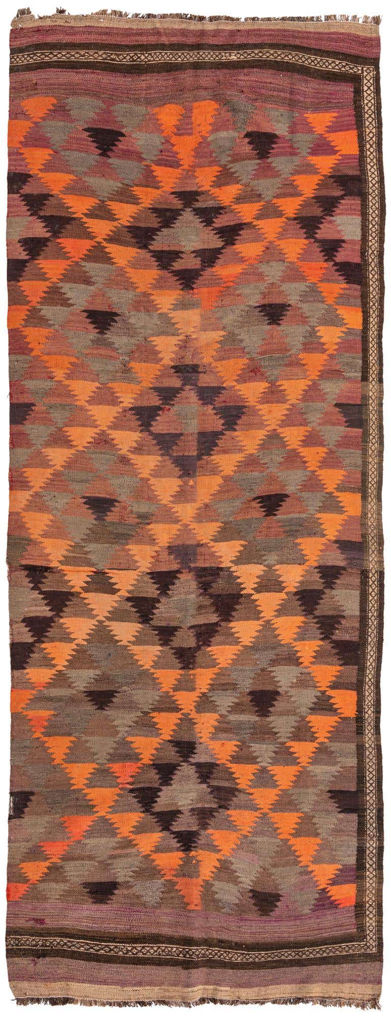 4' 5 x 11' 5 Hand Woven Kilim Fars Wool Runner Rug