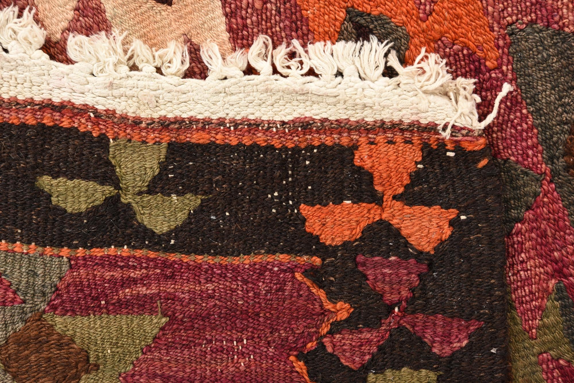 4' 4 x 8' 5 Hand Woven Kilim Fars Wool Runner Rug