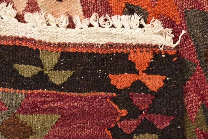 4' 4 x 8' 5 Hand Woven Kilim Fars Wool Runner Rug
