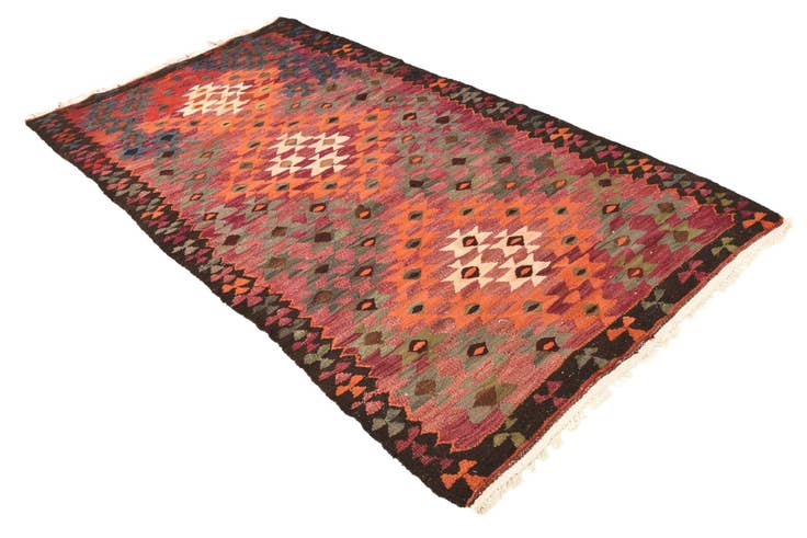 Detail image of 4' 4 x 8' 5 Hand Woven Kilim Fars Wool Runner Rug