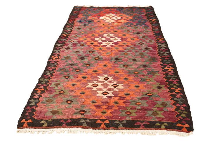 4' 4 x 8' 5 Hand Woven Kilim Fars Wool Runner Rug
