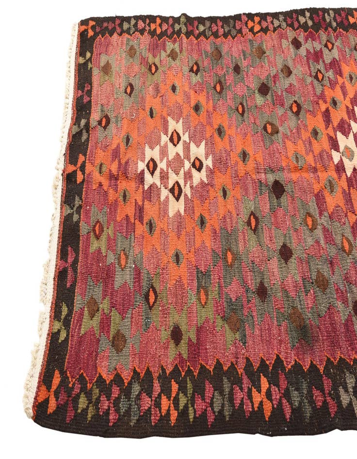 Detail image of 4' 4 x 8' 5  Hand Woven Kilim Fars Wool Runner Rug