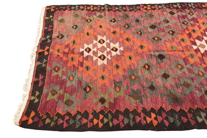 4' 4 x 8' 5 Hand Woven Kilim Fars Wool Runner Rug