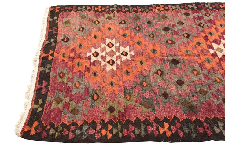 Detail image of 4' 4 x 8' 5 Hand Woven Kilim Fars Wool Runner Rug