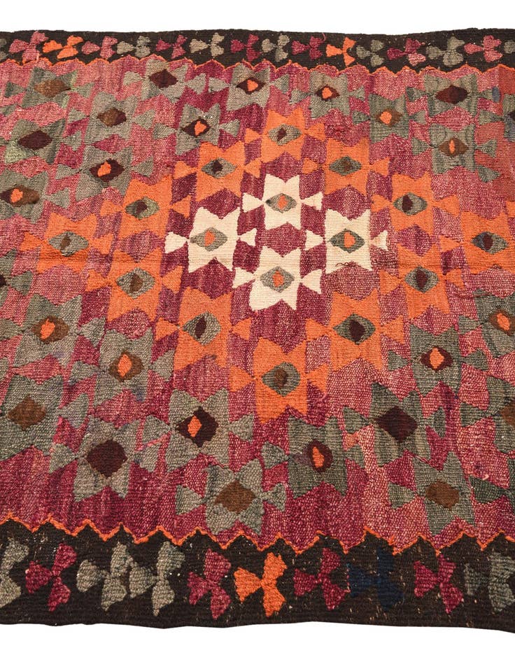 Detail image of 4' 4 x 8' 5  Hand Woven Kilim Fars Wool Runner Rug