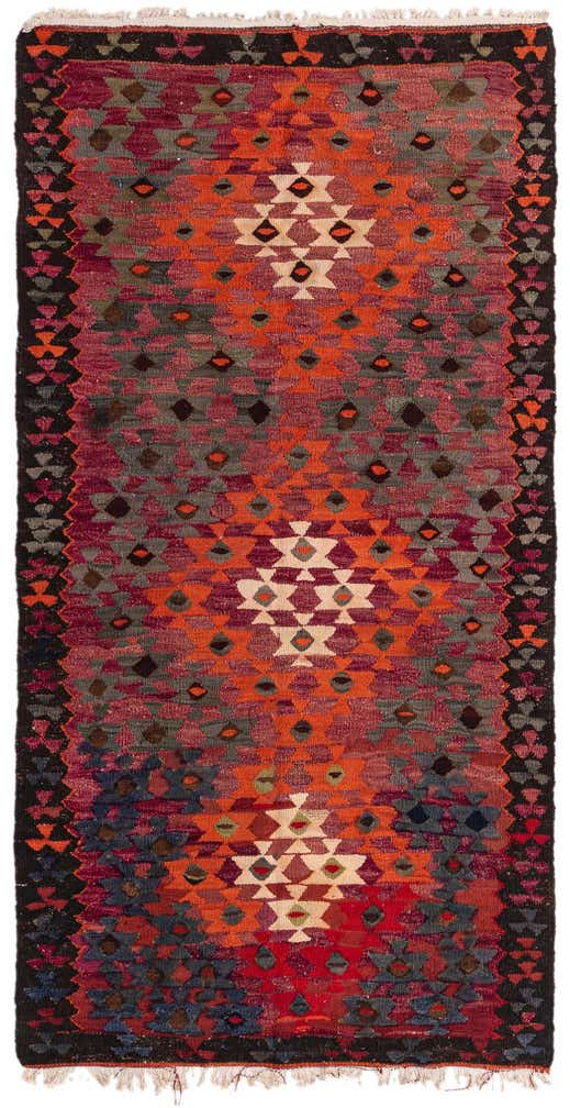 4' 4 x 8' 5 Hand Woven Kilim Fars Wool Runner Rug