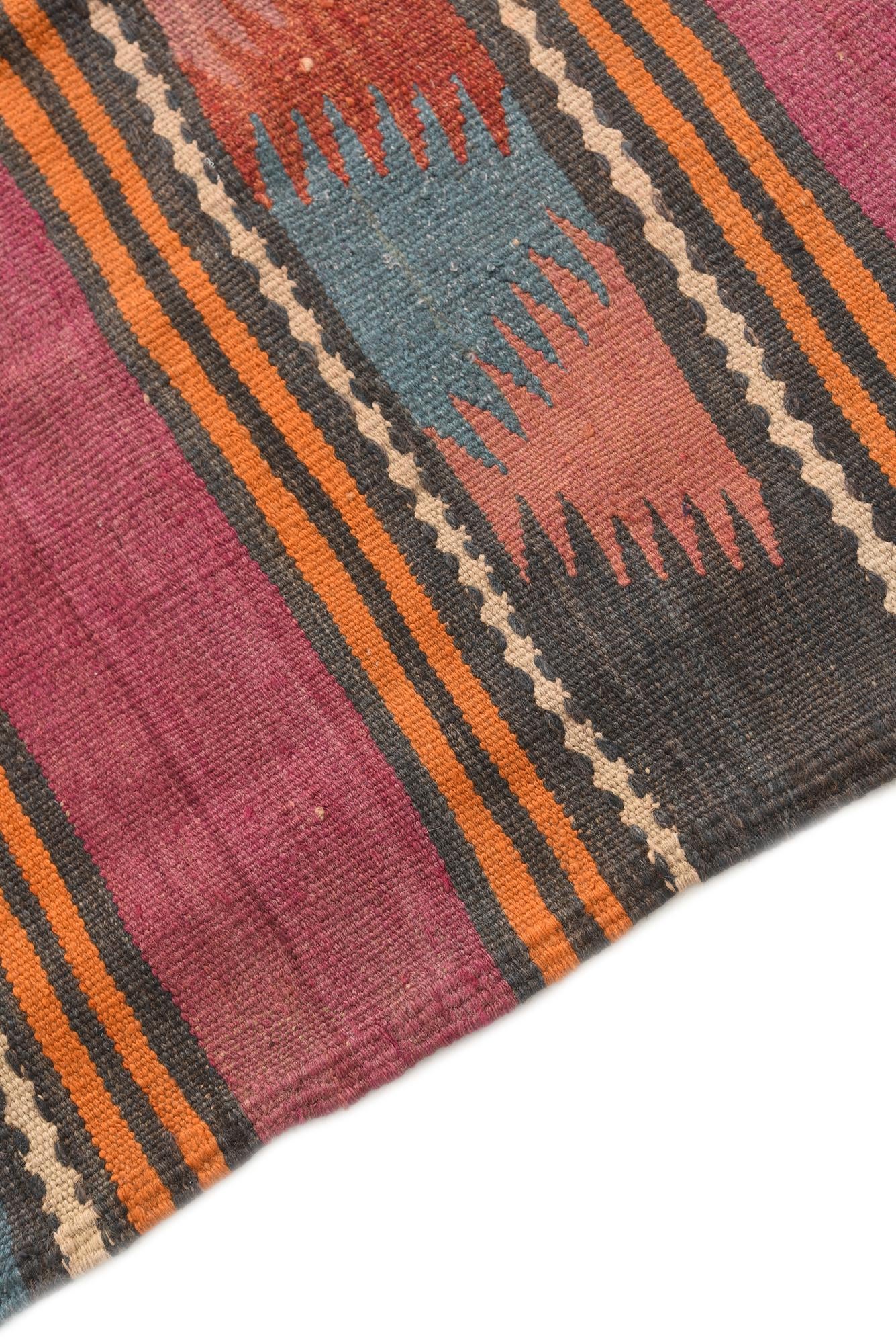 4' x 12' 4 Hand Woven Kilim Fars Wool Runner Rug