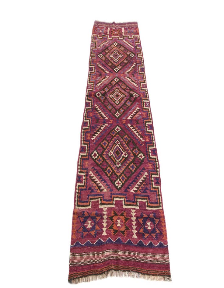 Detail image of 3' x 9' 7  Hand Woven Kilim Fars Wool Runner Rug