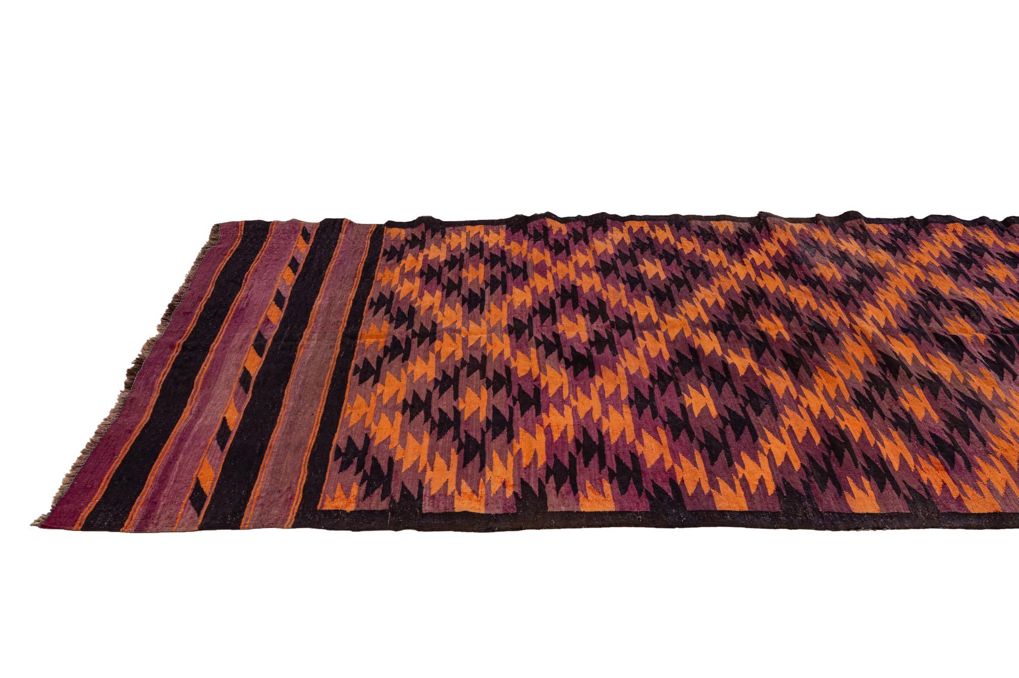5' x 11' 1 Hand Woven Kilim Fars Wool Runner Rug