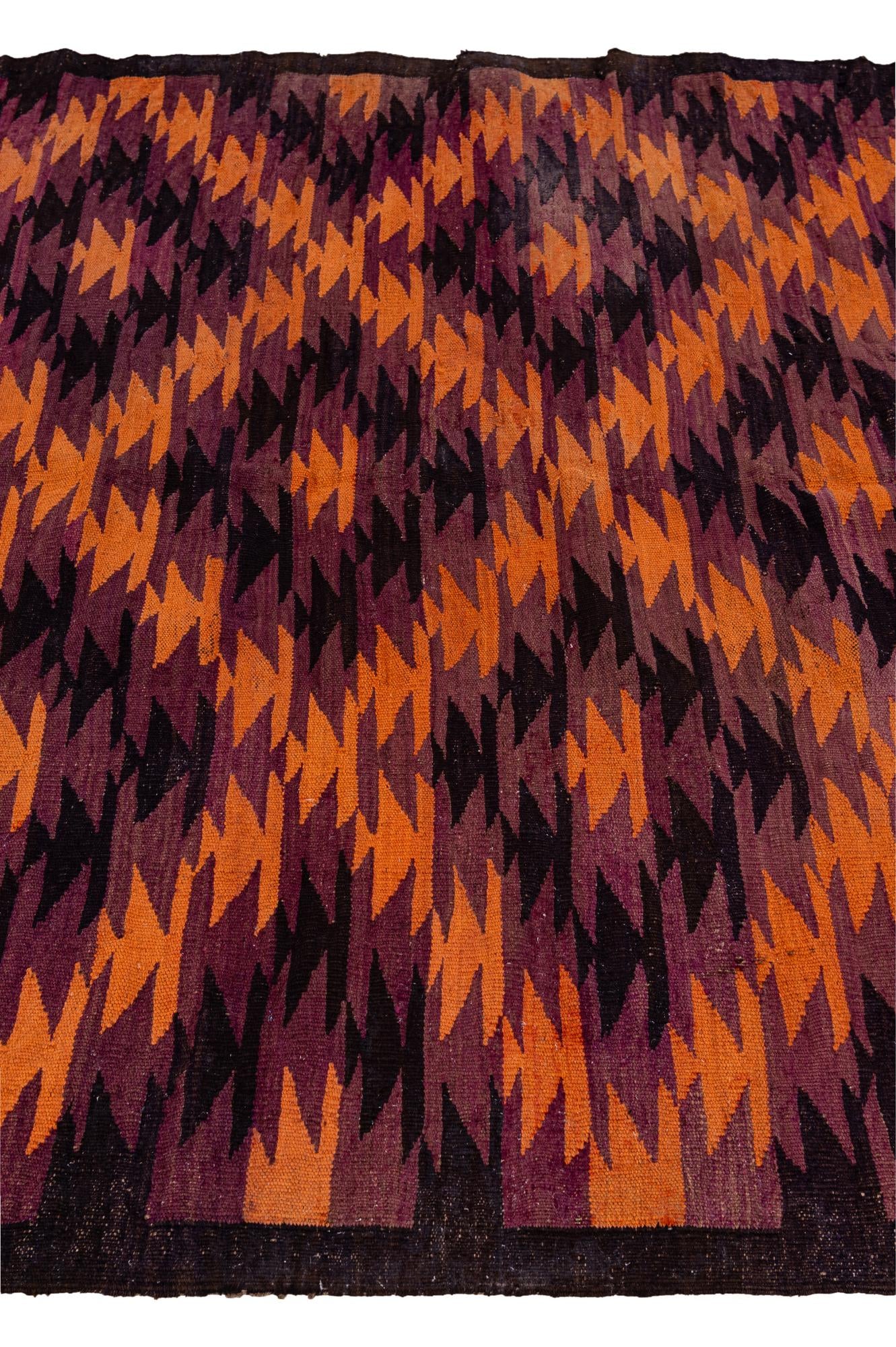 5' x 11' 1 Hand Woven Kilim Fars Wool Runner Rug