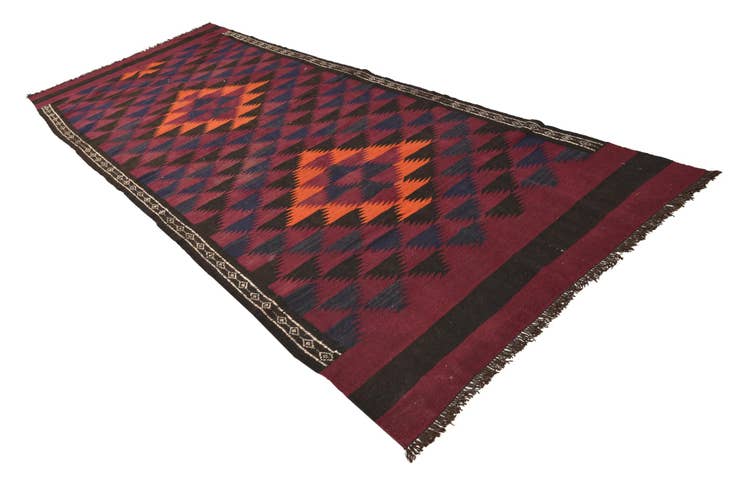 Detail image of 4' 5 x 11' 9 Hand Woven Kilim Fars Wool Runner Rug