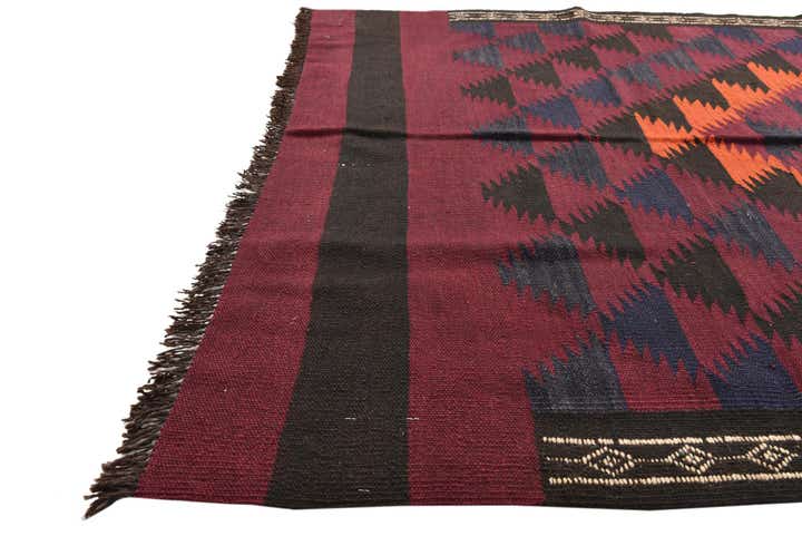 4' 5 x 11' 9 Hand Woven Kilim Fars Wool Runner Rug