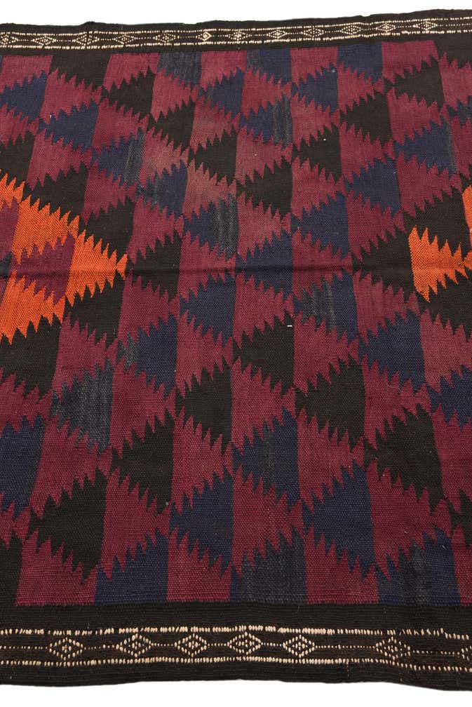 4' 5 x 11' 9 Hand Woven Kilim Fars Wool Runner Rug