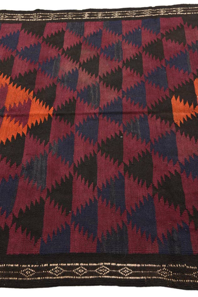 Detail image of 4' 5 x 11' 9 Hand Woven Kilim Fars Wool Runner Rug
