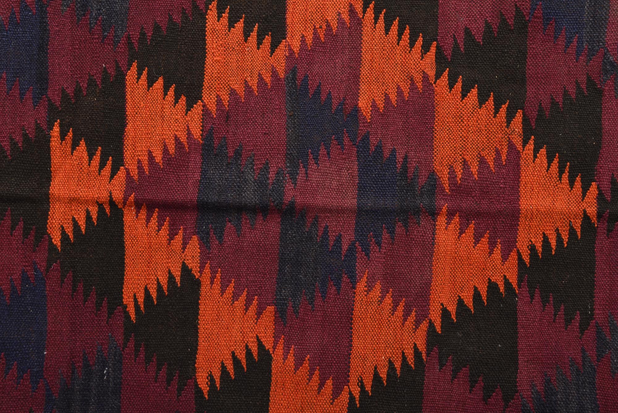 4' 5 x 11' 9 Hand Woven Kilim Fars Wool Runner Rug