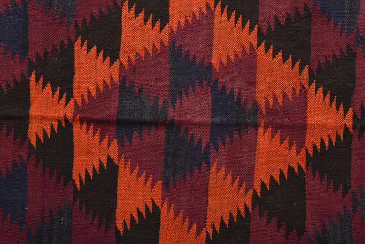 4' 5 x 11' 9 Hand Woven Kilim Fars Wool Runner Rug