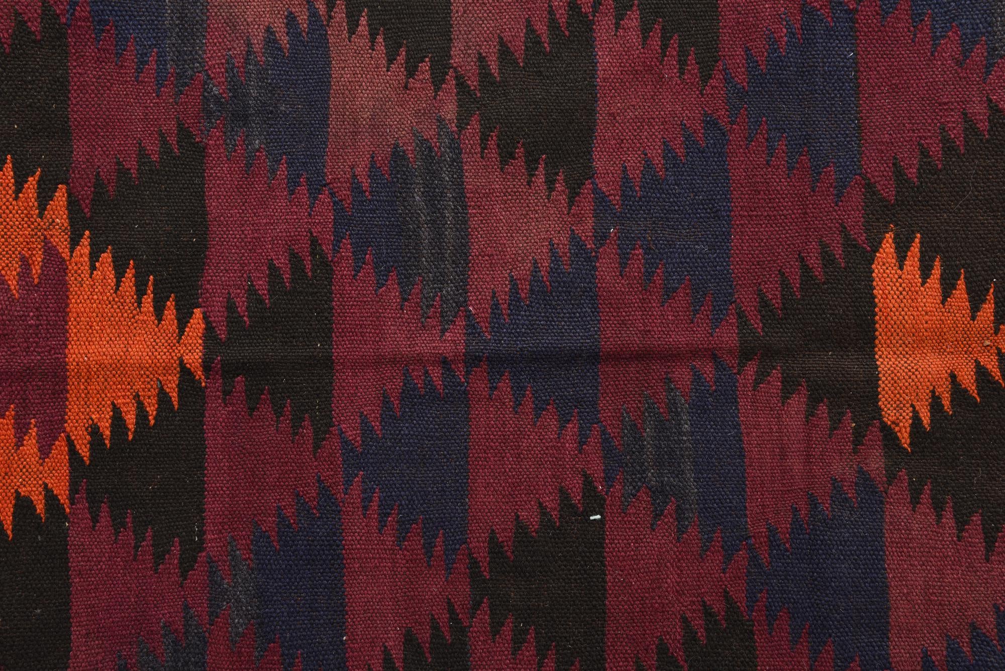 4' 5 x 11' 9 Hand Woven Kilim Fars Wool Runner Rug